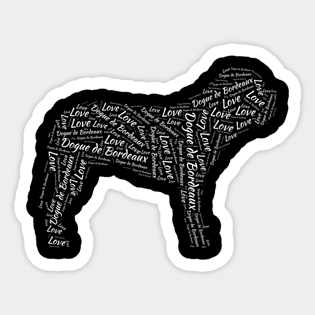 Dogue De Bordeaux Dog Silhouette Word Love Cloud Art Gift Sticker by joannejgg